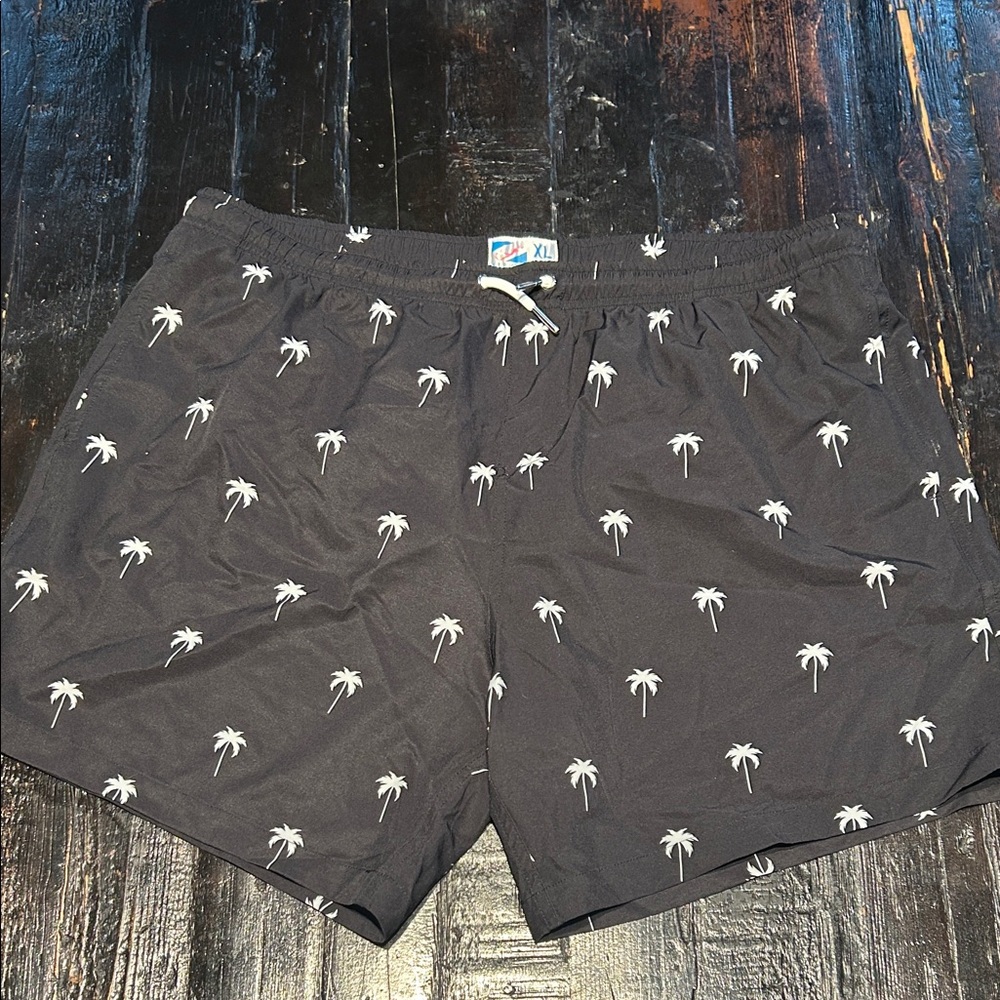 NWOT BERMIES XL Black Palm Tree Swim Shorts